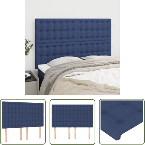 The Living Store Têtes de lit 4 pcs Bleu 72x5x78/88 cm Tissu - Tête De Lit - Têtière De Lit - Meuble De Chambre - Literie - Décoration Chambre