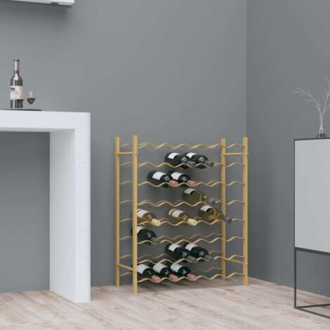 Vidaxl – Casier à bouteilles doré en métal pour 48 bouteilles – Dimensions 64x22x80 cm – 8 niveaux – Fixation murale incluse
