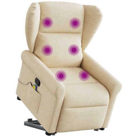 Fauteuil inclinable de massage Crème Tissu vidaXL189394