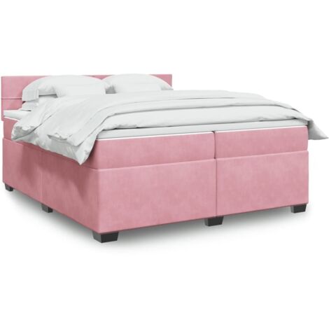 vidaXL Sommier à lattes de lit avec matelas Rose 200x200 cm Velours
