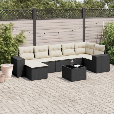vidaXL Salon de jardin 8 pcs avec coussins noir résine tressée (1/3)