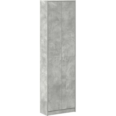 Vidaxl – Armoire gris béton 55 x 25 x 189 cm – Bois d'ingénierie – 2 portes avec charnières – 5 étagères pour rangement organisé