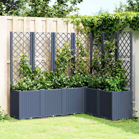Vidaxl – Jardinière avec treillis bleu gris 160x120x140 cm – Polypropylène résistant aux chocs – Capacité généreuse pour plantes grimpantes