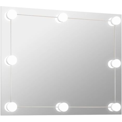 Miroir mural sans cadre avec lampes LED Rectangulaire Verre vidaXL