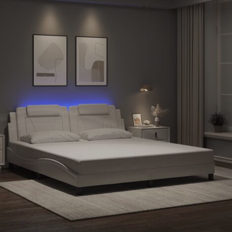 vidaXL Cadre de lit Viana avec LED sans matelas blanc 180x200 cm (1/5)