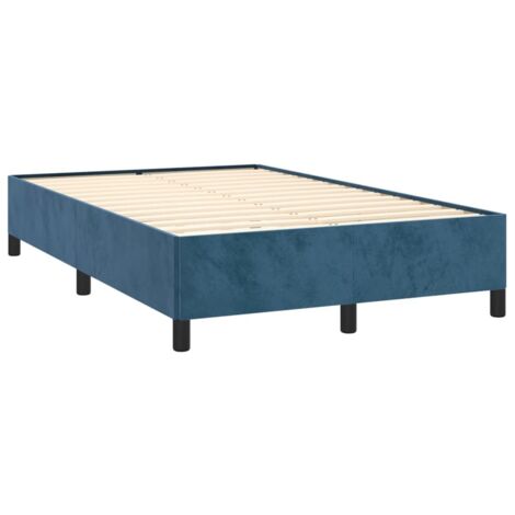 Vidaxl – Cadre de lit 120x190 cm en velours bleu foncé – Lattes en contreplaqué pour soutien optimal – Assemblage requis