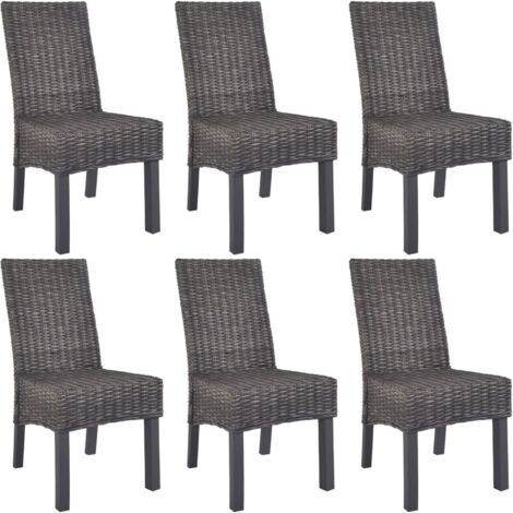 Chaises à manger lot de 6 marron rotin Kubu et bois de manguier vidaXL
