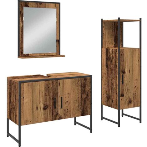 Ensemble de mobilier de salle de bain avec étagère 3 pcs Marron vidaXL (1/5)