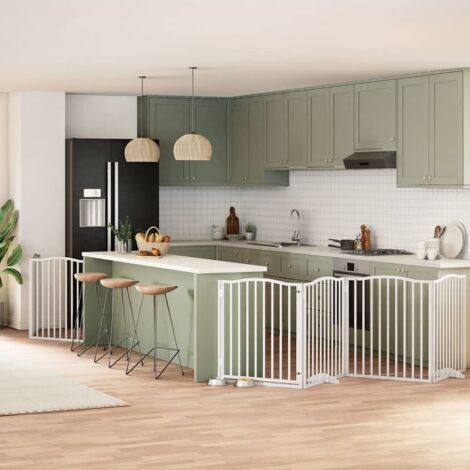 Barrière pour chien porte pliable 8panneaux blanc bois peuplier vidaXL (1/5)