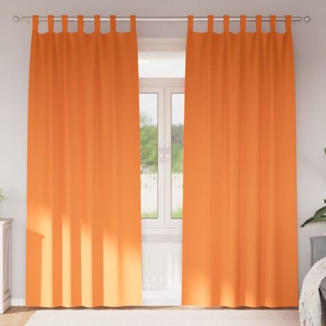 Rideaux occultants avec anneaux Orange vif Polyester vidaXL