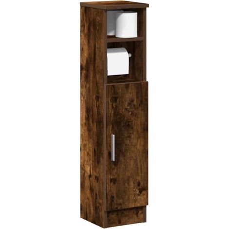 vidaXL Meuble de salle de bain avec porte-rouleau chêne fumé