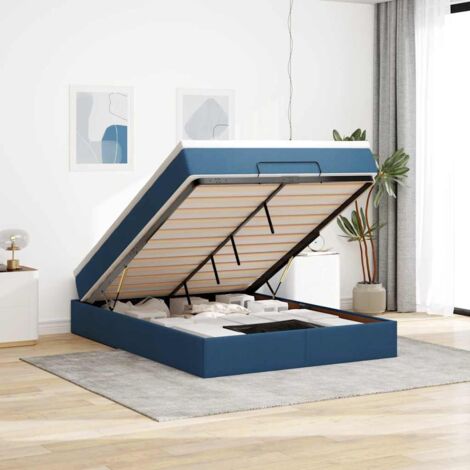 VidaXL Cadre de lit ottoman avec matelas bleu 140x190 cm tissu (1/5)