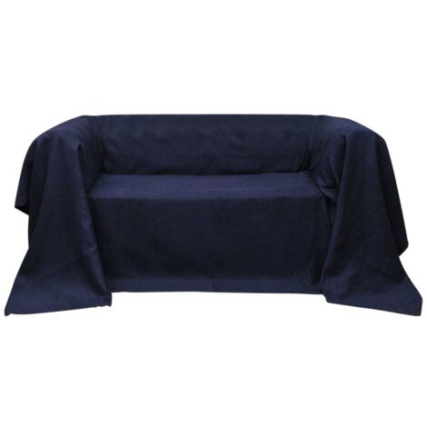 vidaXL Housse de canapé Micro-suède Bleu marine 140x210 cm (1/2)