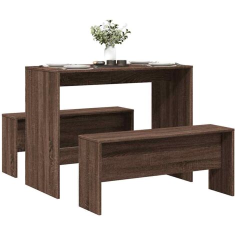 vidaXL Ensemble table à manger et bancs 3 pcs bois d'ingénierie