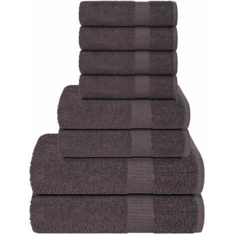 vidaXL Ensemble de serviettes 8 pcs anthracite 360 g/m² 100% coton