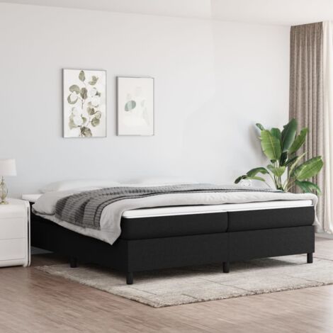 Vidaxl – Cadre de lit à ressorts noir 200x200 cm – Tissu 100% polyester – Pieds robustes pour stabilité – Lattes en contreplaqué pour soutien