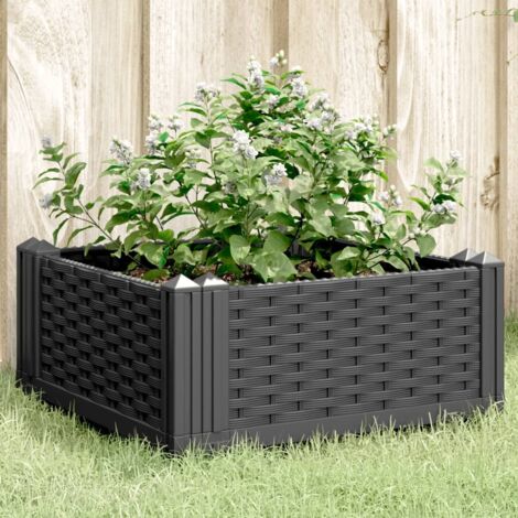 Vidaxl – Jardinière avec piquets noir 42,5x42,5x28,5 cm – Polypropylène résistant aux chocs – Conception modulaire pour espaces extérieurs (1/5)