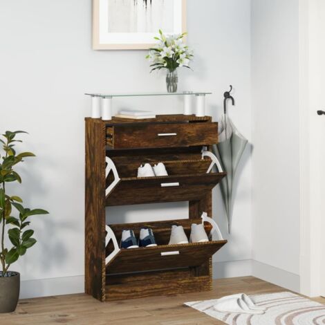 Armoire à chaussures Chêne fumé 63x24x104 cm Bois d'ingénierie vidaXL