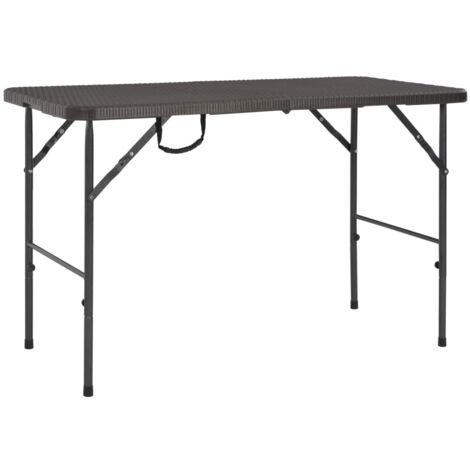 vidaXL Folding Garden Table Brown 120x60x74 cm HDPE Rattan Look (1/5)