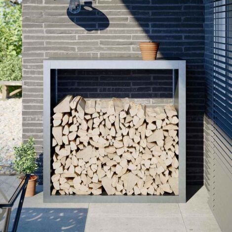 Vidaxl – Porte-bûches en acier galvanisé 100x40x100 cm – Résistant à la rouille – Grand espace de rangement pour bois de chauffage (1/5)