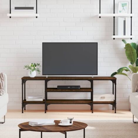 Meuble TV chêne marron 121x35x45 cm bois d'ingénierie et fer vidaXL (1/6)