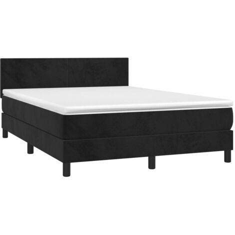 vidaXL Sommier à lattes de lit avec matelas Noir 140x190 cm Velours