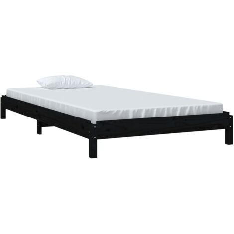 Lit empilable sans matelas noir 80x200 cm bois massif de pin vidaXL (1/5)