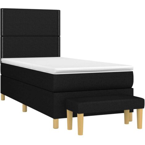 Sommier à lattes de lit avec matelas Noir 90x190 cm Tissu vidaXL (1/5)