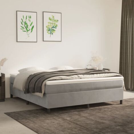 Vidaxl – Cadre de lit à lattes 180x200 cm – Velours gris clair – Pieds en bois d'ingénierie – Lattes en contreplaqué pour soutien optimal