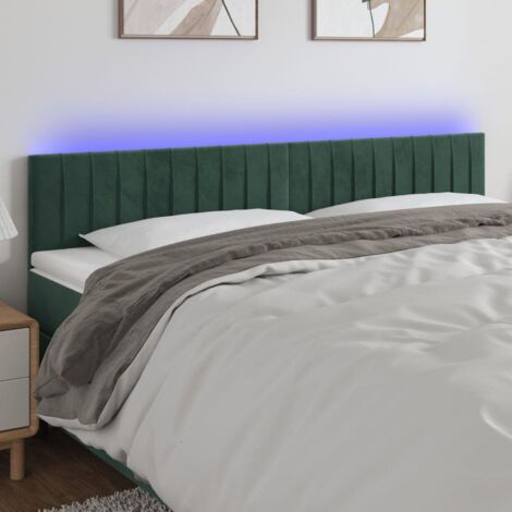 Tête de lit à LED Vert foncé 200x5x78/88 cm Velours vidaXL
