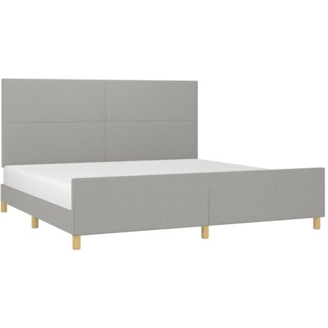 Cadre de lit avec tête de lit Gris clair 200x200 cm Tissu (1/5)