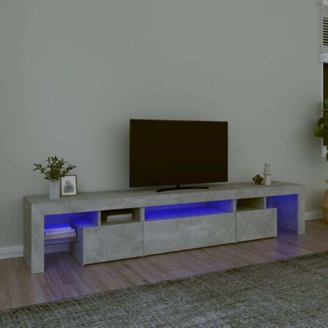Meuble TV avec lumières LED Gris béton 215x36,5x40 cm vidaXL