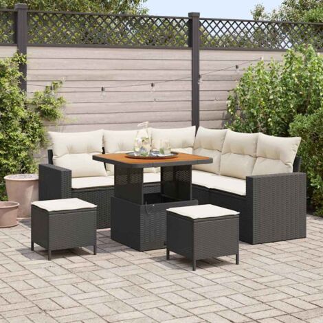 Ensemble de canapé de jardin avec coussin 8 pcs Noir et crème vidaXL (1/5)