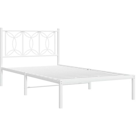 Cadre de lit métal sans matelas et tête de lit blanc 100x190 cm vidaXL (1/5)