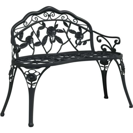 Vidaxl – Banc de jardin 100 cm en aluminium coulé noir – Résistant aux intempéries – Décorations ornées – Pour patios et jardins élégants
