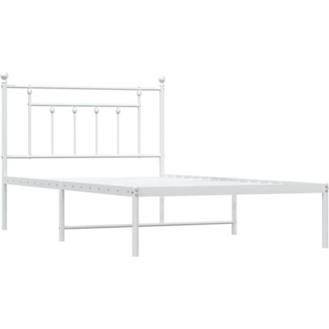 Cadre de lit métal sans matelas et tête de lit blanc 107x203 cm vidaXL (1/5)
