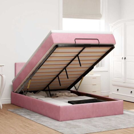 Cadre de lit ottoman avec matelas rose 120x200 cm velours vidaXL (1/5)