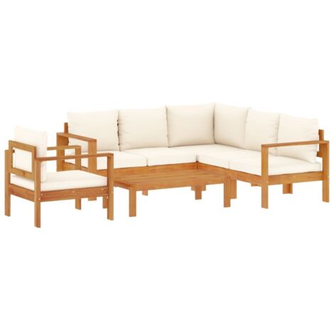 Salon de jardin avec coussins 5 pcs Bois d'acacia solide vidaXL