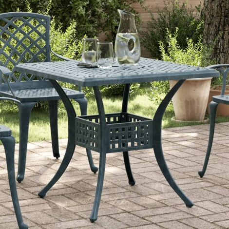vidaXL Table de jardin vert 80x80x75 cm aluminium coulé (1/5)