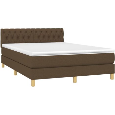 Sommier à lattes de lit avec matelas Marron foncé 140x190 cm vidaXL