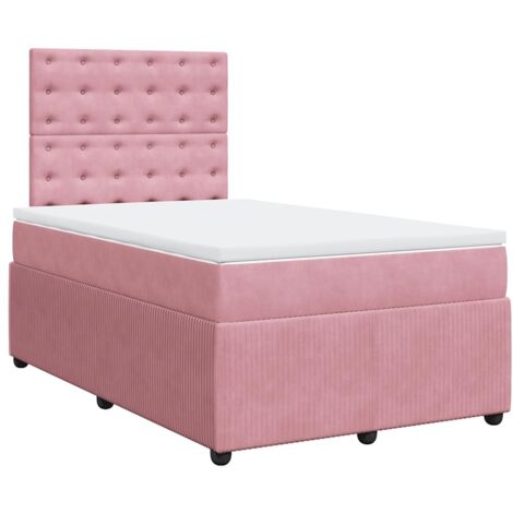 Sommier à lattes de lit avec matelas Rose 120x200 cm Velours vidaXL (1/5)