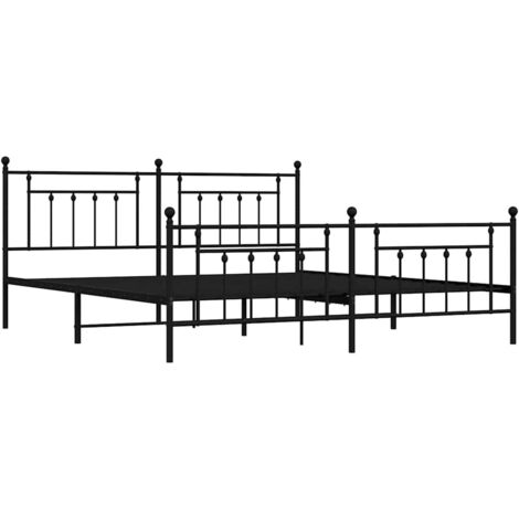 Cadre de lit métal sans matelas avec pied de lit noir 193x203cm vidaXL (1/5)