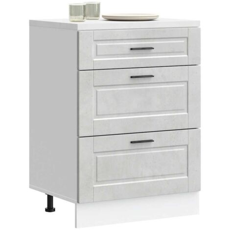 Vidaxl – Armoire de cuisine gris béton en bois d'ingénierie – Dimensions 60x46x81,5 cm – Capacité 50 kg – Pieds réglables pour stabilité (1/6)