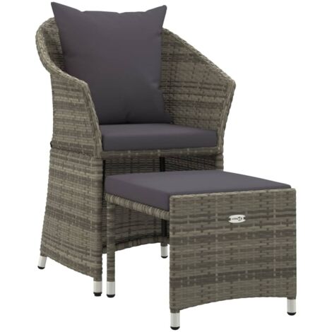 Salon de jardin 2 pcs avec coussins Gris Résine tressée vidaXL (1/6)