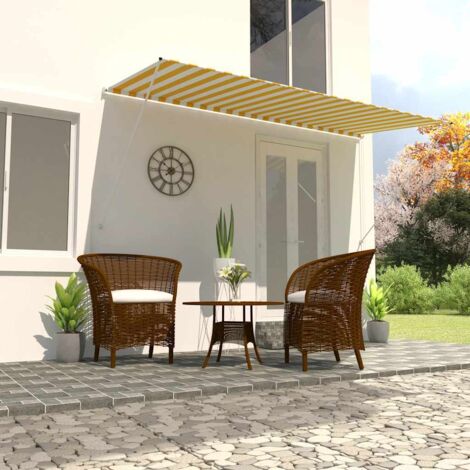 Auvent rétractable 400x150 cm Jaune et blanc vidaXL