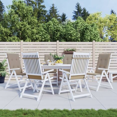 Coussins de chaise de jardin dossier haut lot de 6 taupe tissu vidaXL (1/5)
