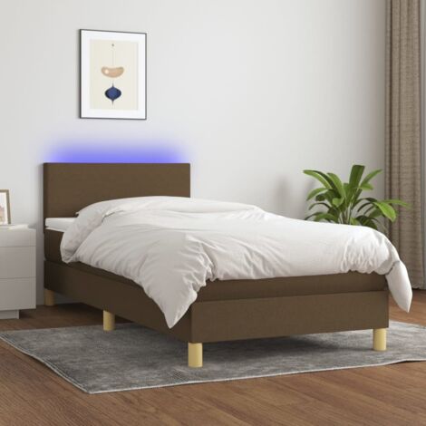 vidaXL Sommier à lattes de lit matelas et LED Marron foncé 100x200 cm (1/5)