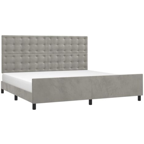 Cadre de lit avec tête de lit Gris clair 200x200 cm Velours (1/5)