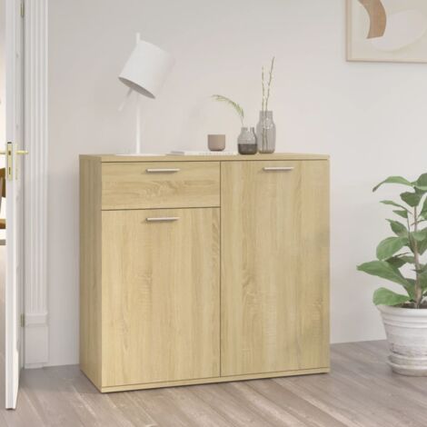 Vidaxl – Buffet chêne sonoma 80x36x75 cm – 2 portes et 1 tiroir – Matériau aggloméré – Rangement élégant pour espaces modernes