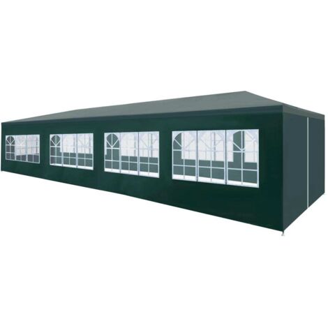 Vidaxl – Tente de réception 3x12 m vert – Structure en acier résistant à la rouille – Résistante aux UV et à l'eau – Panneaux latéraux avec fenêtres